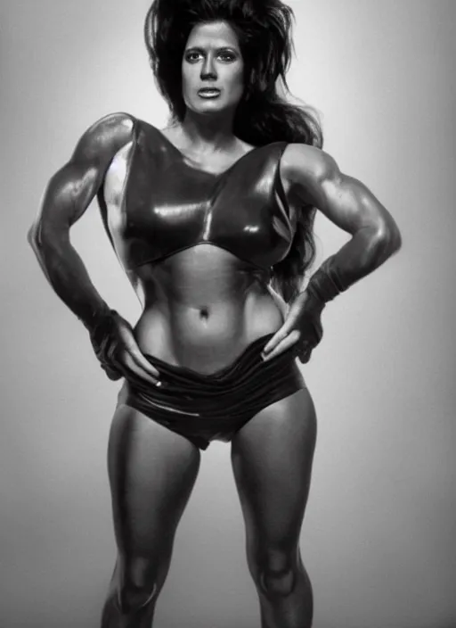 Prompt: a photo portrait of the she hulk in new york city by richard avedon dramatic lighting.