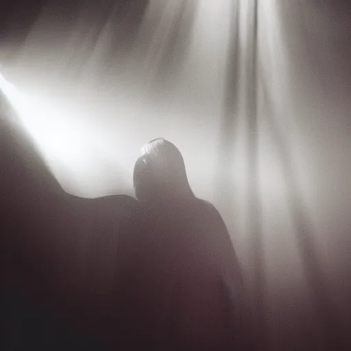 Prompt: the real vampire, cinematic lighting, god rays through fog, cape, cave, mood scary, film quality,