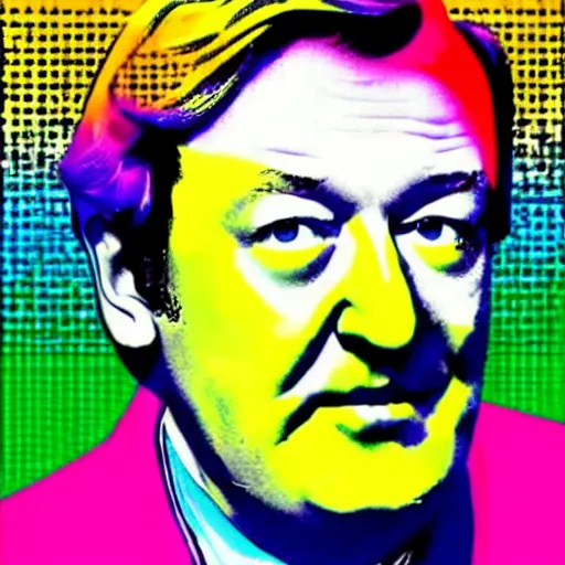 Image similar to rainbow stephen fry. pop art.