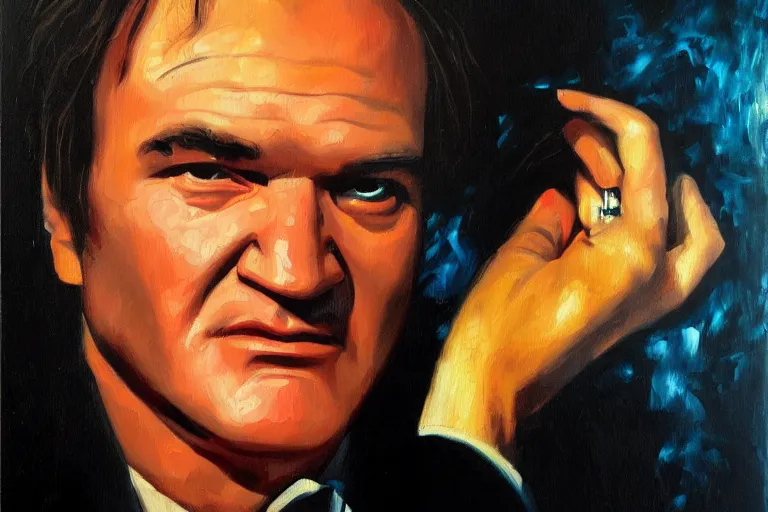 Image similar to Quentin tarantino, oil painting