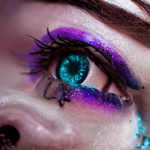 Prompt: ultrarealistic cyberpunk nymph close up