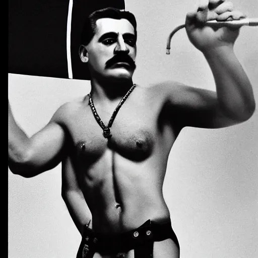 Prompt: lgbt art, tom of finland style, stalin, in ricardo milos bodu, art in 4 k, high quality