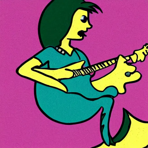 Image similar to illustration of a mermaid playing an stratocaster electric guitar, by Bill Watterson