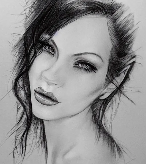 Image similar to tattoo design sketch of a beautiful woman face with a faded background of beautiful nature on her side, hyper - realistic, in the style of den yakovlev, amazing detail, black and white