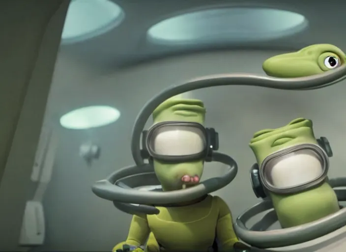 Image similar to film still of real life kif kroker from futurama in the new scifi movie, 4 k