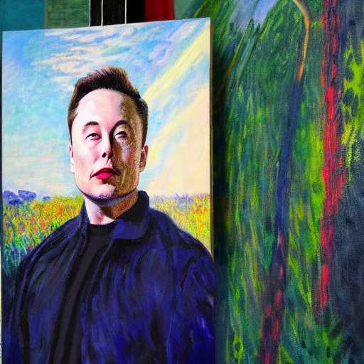 Prompt: elon musk, painting by Monet