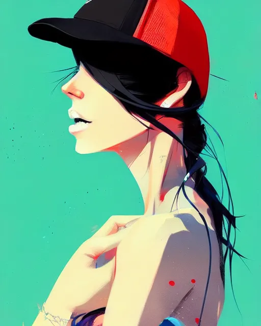 Image similar to a ultradetailed beautiful portrait panting of a stylish woman wearing a snapback, by conrad roset, greg rutkowski and makoto shinkai, trending on artstation