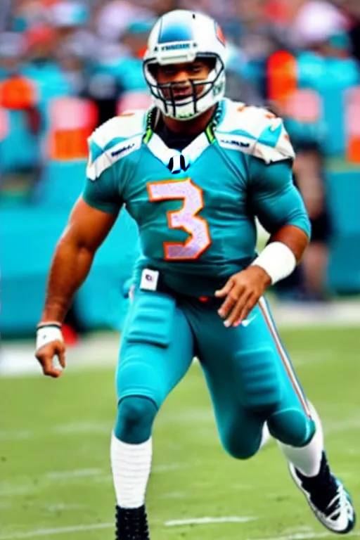 Image similar to russell wilson in a miami dolphins uniform