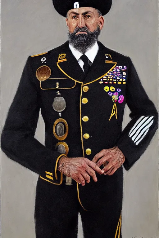 Image similar to full body portrait of the dictator of the san antonio spurs, 1 8 8 9, in full military garb, silver, black, white, greg popovich, oil on canvas by william sidney mount, trending on artstation