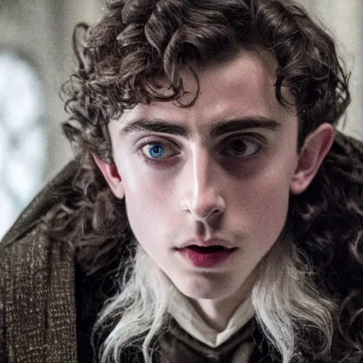 Image similar to Timothée Chalamet as Dumbledore in Harry Potter