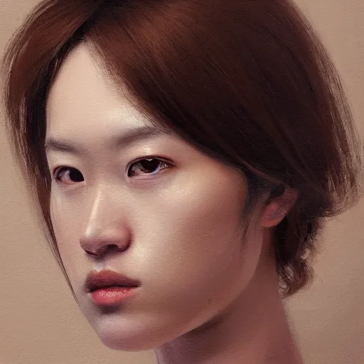 Image similar to portrait of a woman, by namio harukawa, highly detailed, oil painting, featured on artstation