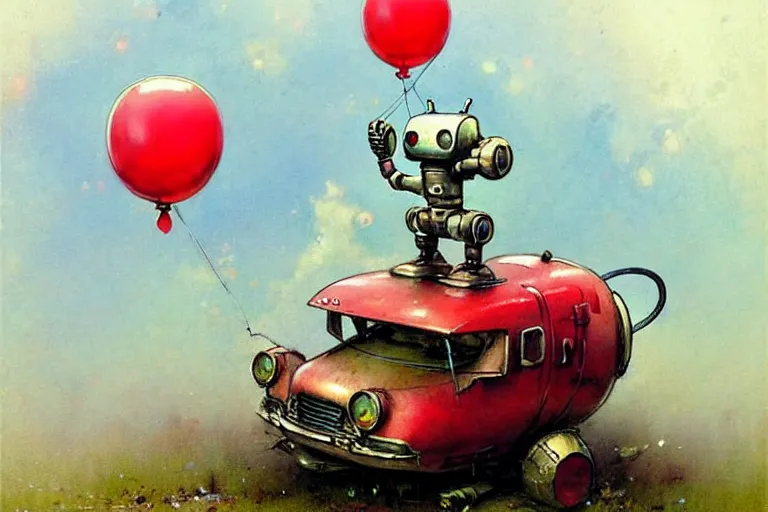 Image similar to adventurer ( ( ( ( ( 1 9 5 0 s retro future robot android mouse rv balloon robot. muted colors. ) ) ) ) ) by jean baptiste monge!!!!!!!!!!!!!!!!!!!!!!!!! chrome red