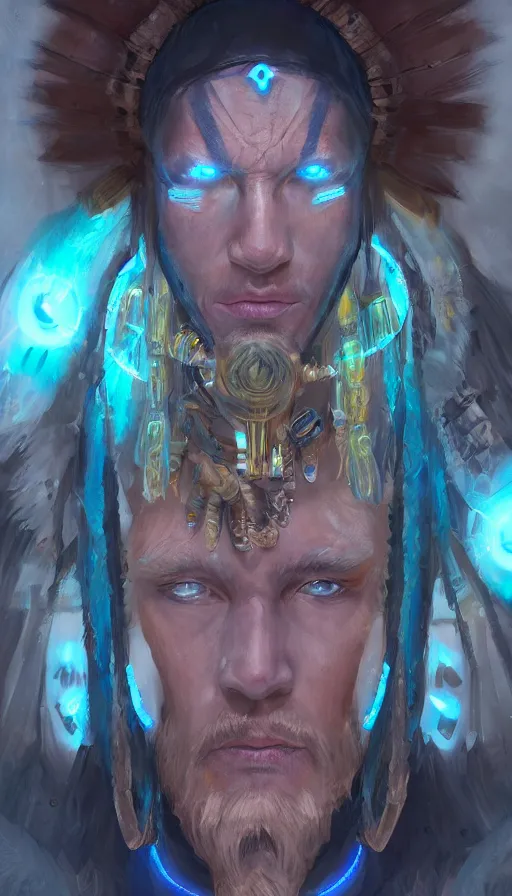 Image similar to portrait of a digital shaman, by blizzard concept artists