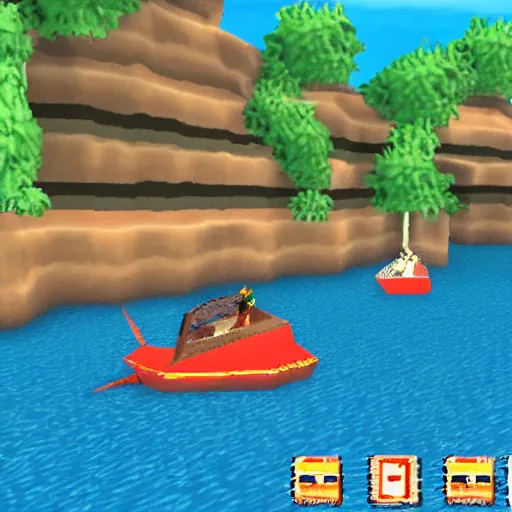 Prompt: screenshot of a nintendo 6 4 game about fishing