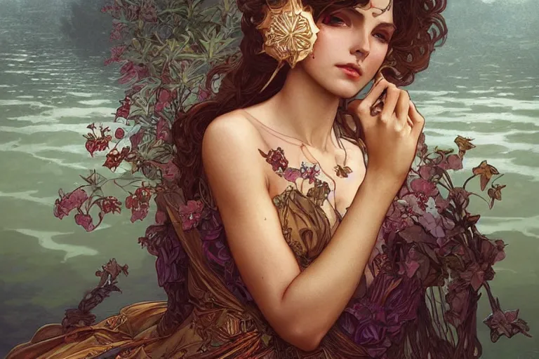 Image similar to beautiful cottagecore goddess BABALON, vixen, intricate, elegant, highly detailed, digital painting, artstation, concept art, smooth, sharp focus, illustration, art by artgerm and greg rutkowski and alphonse mucha