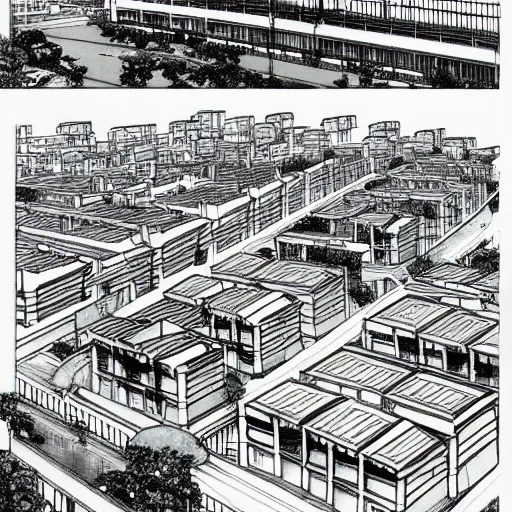 Image similar to a housing estate in singapore, by satoshi kon