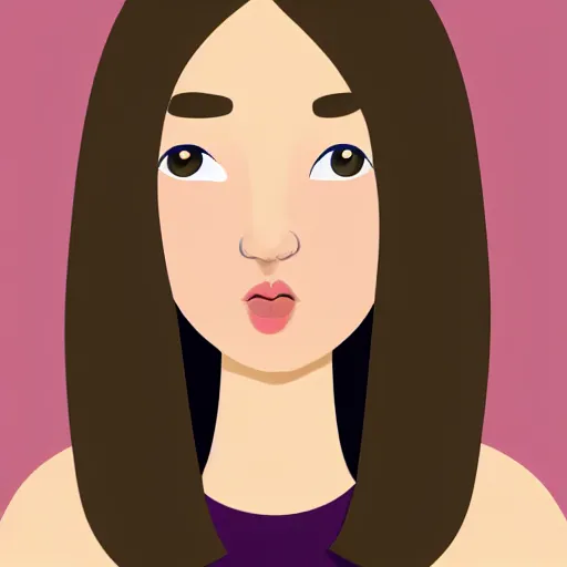 Image similar to chubby brunette woman with straight hair in a short bob, round face, romanian heritage, brown eyes, olive skin, bulbous nose, big chin, wide face, no bangs, digital art, cartoon, cute, 8k, illustration, trending on artstation, medium shot, head shot