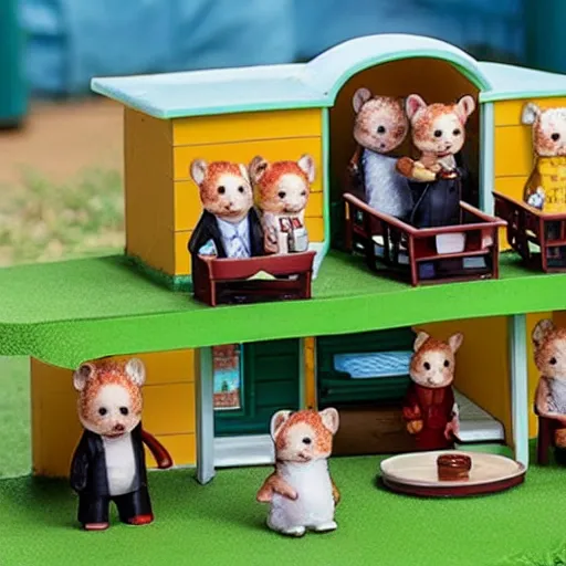Prompt: a breaking bad themed calico critters set