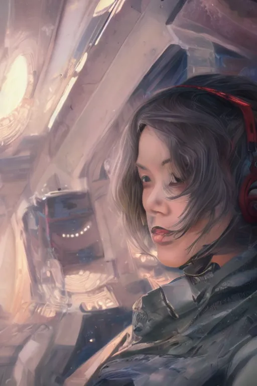 Image similar to portrait futuristic asian airforce girl, looking at the camera, in future airport rooftop , sci-fi, fantasy, intricate, very very beautiful, elegant, human anatomy, neon light, highly detailed, digital painting, artstation, concept art, smooth, sharp focus, illustration, art by tian zi and WLOP and alphonse mucha