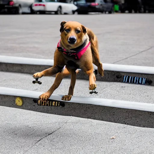 Image similar to dog skateboarding