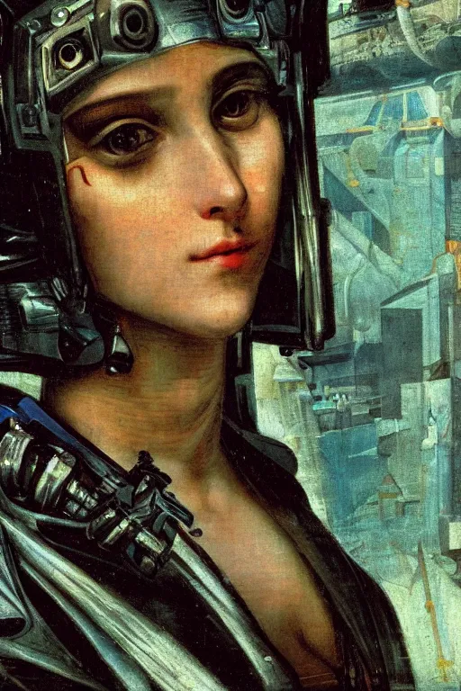 Image similar to a close - up portrait of a cyberpunk cyborg girl, by tintoretto, rule of thirds