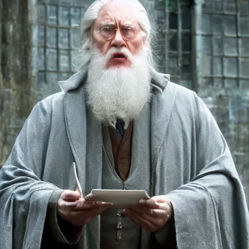 Image similar to Movie still of Albus Dumbledore in Matrix