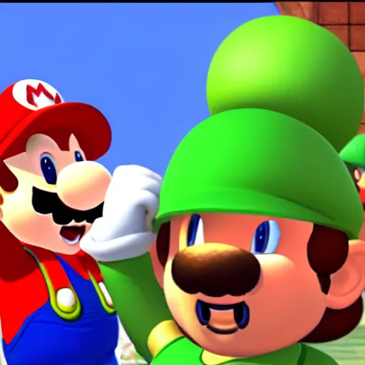 Image similar to mario screaming at luigi for hitting on princess peach