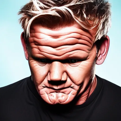 Image similar to Gordon Ramsay transforms into the Hulk, 4k, stock photo, realistic, full body