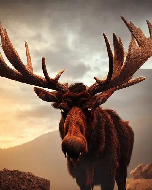 demonic moose, hyper realism, cinematic, volumetric | Stable Diffusion ...