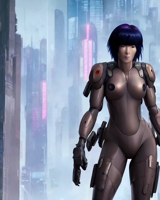 Image similar to weta disney pixar movie still portrait photo of motoko kusanagi the major ghost in the shell : : as cyborg woman by pixar : : by weta, wlop, ilya kuvshinov, rossdraws, artgerm, maxim cover, octane render, anime, octane render, 3 d, volumetric lighting, anti aliasing, raytracing : :