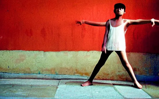 Image similar to A Filipino teenager voguing, 35mm film, ethereal, rule of thirds by Iwai Shunji