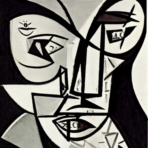 Prompt: picasso lineart of female faces, cubism