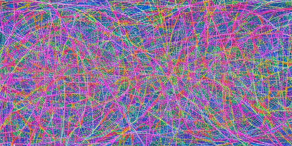 Image similar to abstract artwork depicting a neural network,