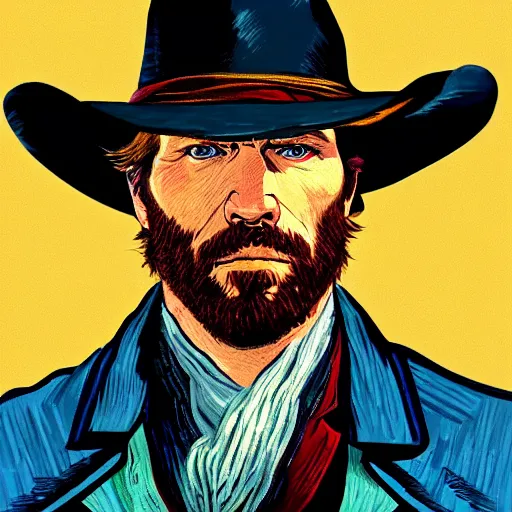 Arthur Morgan from Red Dead Redemption 2 drawn in the, Stable Diffusion