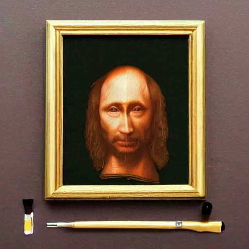 Image similar to rat with Putin's face, painting in the style of leonardo da vinci