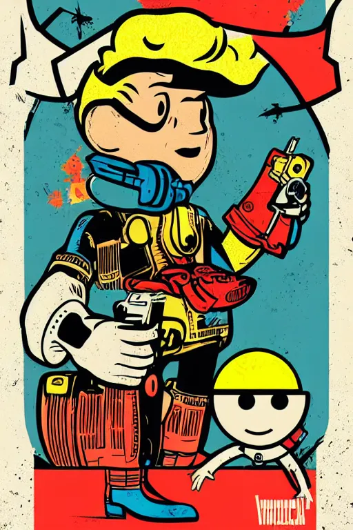 Image similar to fallout 7 6 retro futurist illustration art by butcher billy, sticker, colorful, illustration, highly detailed, simple, smooth and clean vector curves, no jagged lines, vector art, smooth andy warhol style