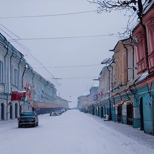 Image similar to street in Russian city Kazan in winter