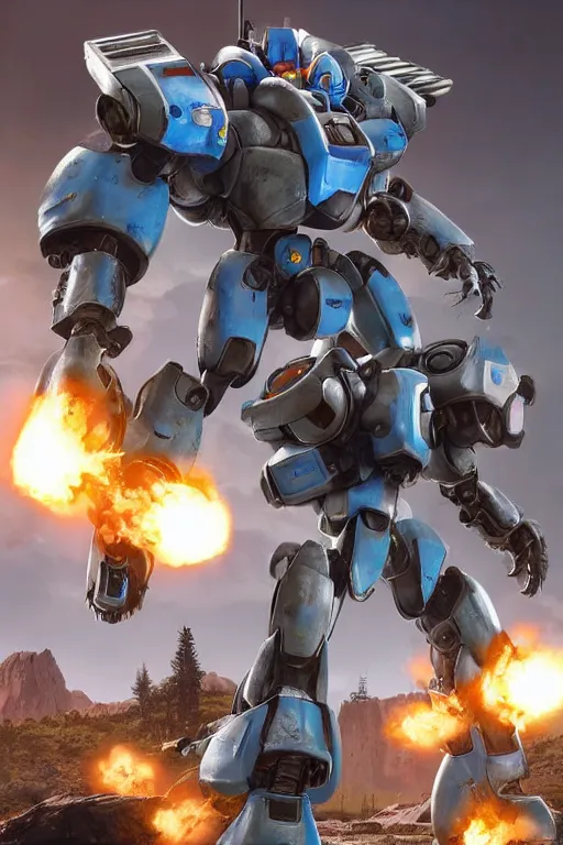 Image similar to mechwarrior 5 : mercenaries mech megaman transformer robot boss tank engine game octane render, 4 k, hd 2 0 2 2 3 d cgi rtx hdr style chrome reflexion glow fanart, global illumination ray tracing hdr fanart arstation by ian pesty by jesper ejsing pixar and disney unreal zbrush central hardmesh