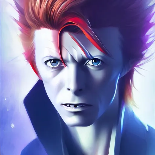 Image similar to an anime portrait of david bowie, by stanley artgerm lau, wlop, rossdraws, james jean, andrei riabovitchev, marc simonetti, da vinci, and sakimichan, tranding on artstation