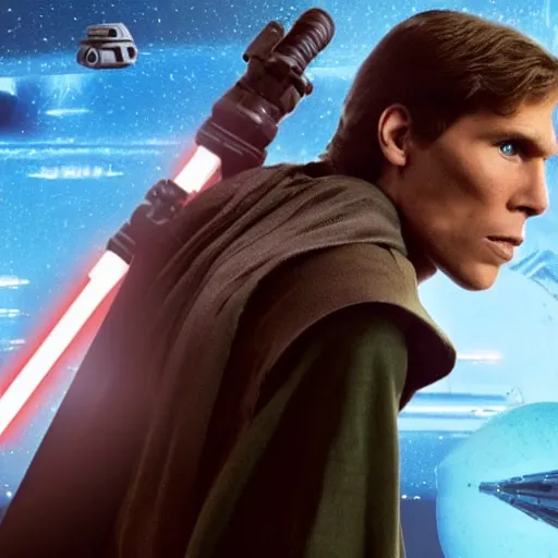 Image similar to Live Action Still of Jerma in Star Wars: A New Hope, real life, hyperrealistic, ultra realistic, realistic, highly detailed, epic, HD quality, 8k resolution, body and headshot, film still