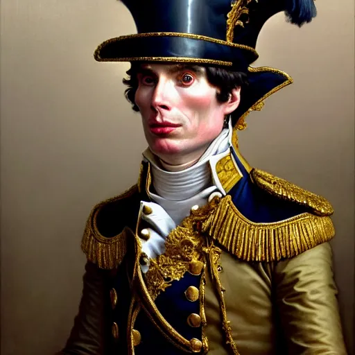 Image similar to cillian murphy dressed as napoleon - bonaparte, baroque painting, intricate, elegant, highly detailed, centered, digital painting, artstation, concept art, smooth, sharp focus, illustration, artgerm, tomasz alen kopera, peter mohrbacher, donato giancola, joseph christian leyendecker, wlop, boris vallejo