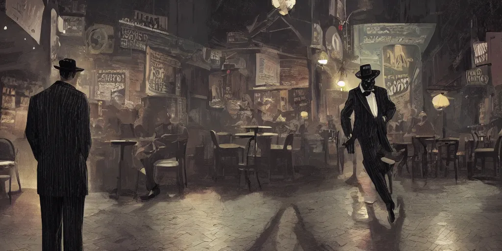 Image similar to a biped rabbit enters into a 4 0 s jazz club, warm color palette, night time, dramatic lighting, noir film, character sheet, fine details, high contrast, blacksad, kim jung gi, greg rutkowski, trending on artstation, 8 k, front view, back view, ultra wide angle