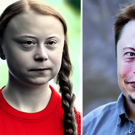 Image similar to Greta Thunberg with Elon's face