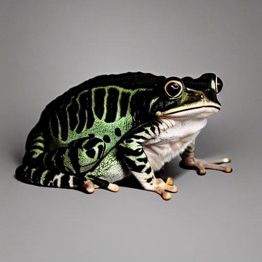 Image similar to a cat - frog - hybrid, animal photography