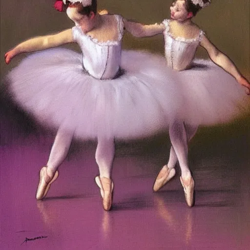 Prompt: ballerinas dancing , degas, trending on artstation, cgsociety