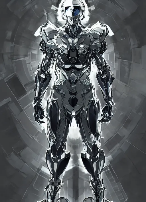 Image similar to Full body portrait of a god of cosmos and intellect, a man in a suit wearing a shattered mirror helmet. In style of Yoji Shinkawa and Hyung-tae Kim, trending on ArtStation, dark fantasy, great composition, concept art, highly detailed, dynamic pose.