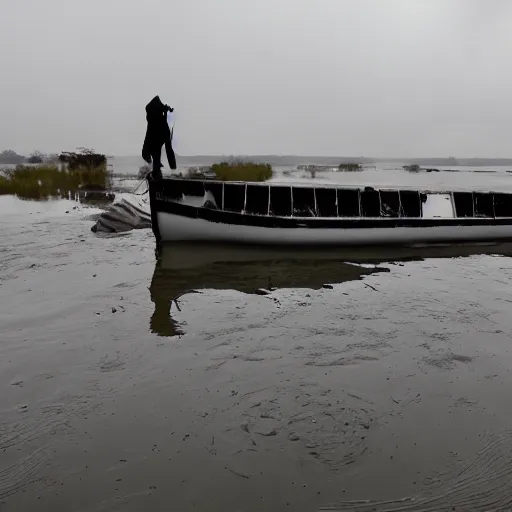 Image similar to reaper boat with banker, submerged buildings