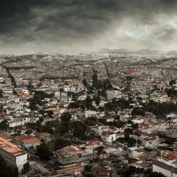 Prompt: A post-apocalyptic photo of the city of Amadora, award-winning, 4k