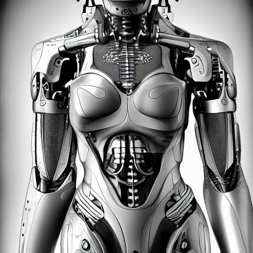 Image similar to cyborg dreaming. digital art. smooth. greyscale. by benedict bana