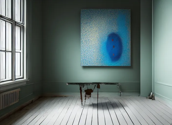 Image similar to a room, vincent lefevre and pat steir and hilma af klint, psychological, photorealistic, dripping paint, washy brush, rendered in octane, altermodern, masterpiece